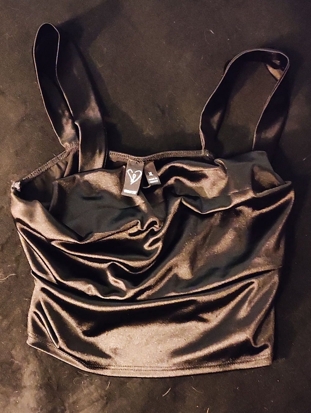 Windsor Black Satin Ruched Camisole